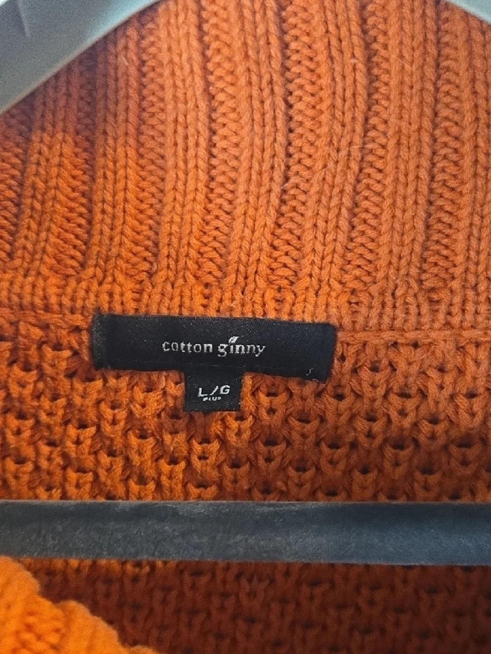 Vintage Cotton Ginny Burnt Orange Chunky Knit Cowl Neck Sweater - Picture 2 of 4